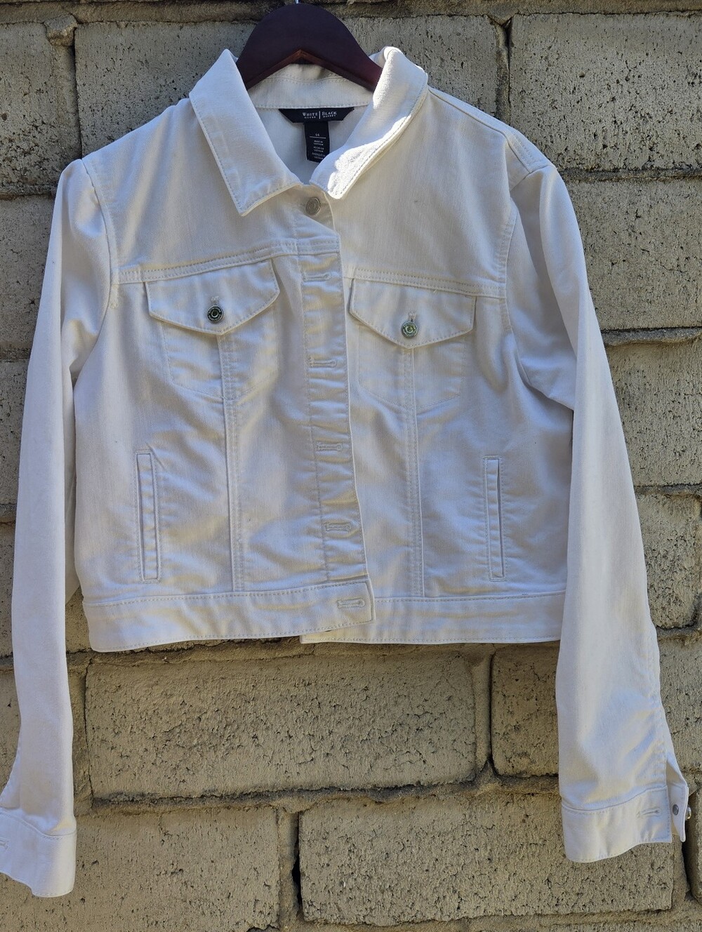 Size 14 White Denim Jacket - Womens Cropped Trucker Jacket